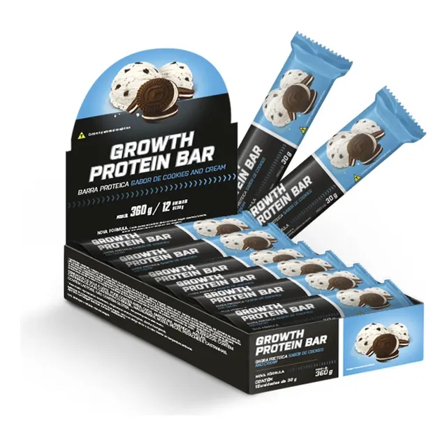 Barra De Proteína (cx. 12 Unid.) Growth Supplements - Sabor Cookies & Cream
