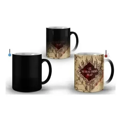 Canecas Livesub Subliart Mágica De Porcelana Com Design Harry Potter Mapa Do Maroto Preto Capacidade 325ml