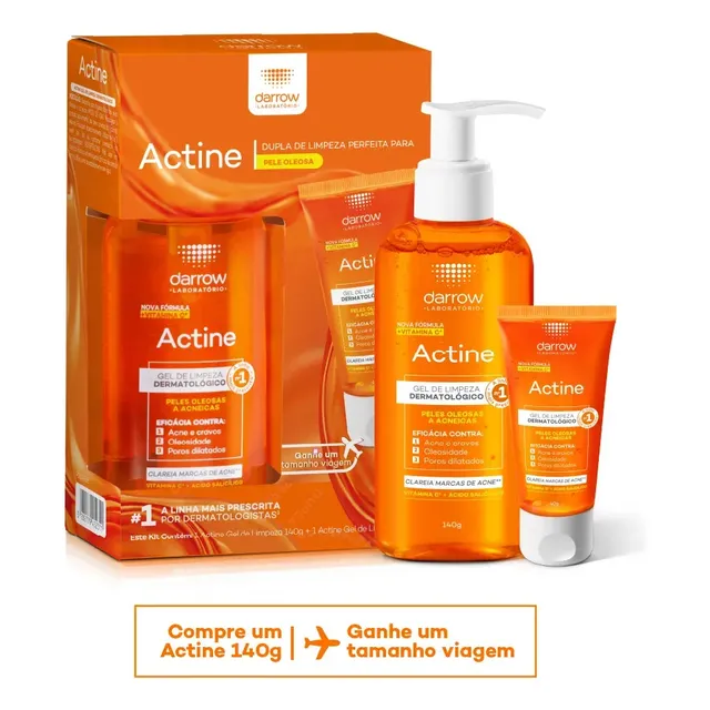 Kit Gel de Limpeza Facial Darrow Actine 140g + 40g