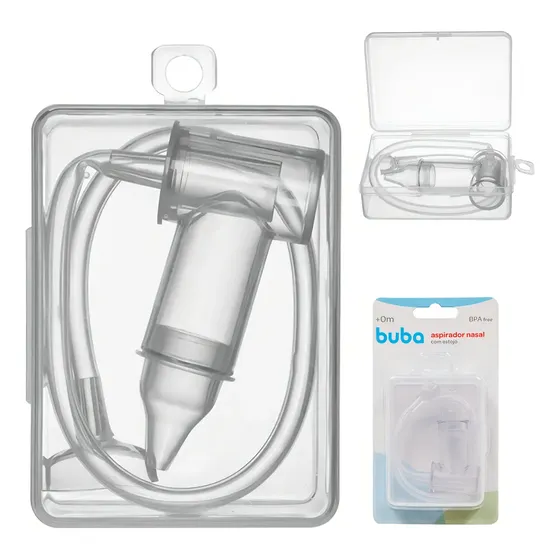 Aspirador Nasal Buba Transparente Com Sucção Para Nariz Entupido Bebe