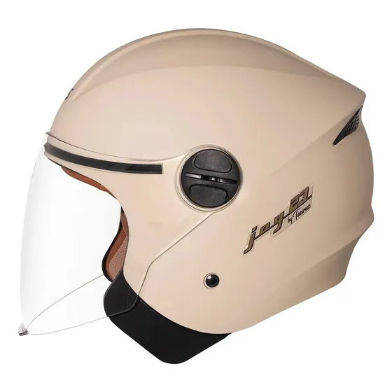 Capacete Aberto Open Face Joy 23 Taurus Bege Couro Fosco Cor Bege/Fosco Desenho Liso Tamanho do capacete 56