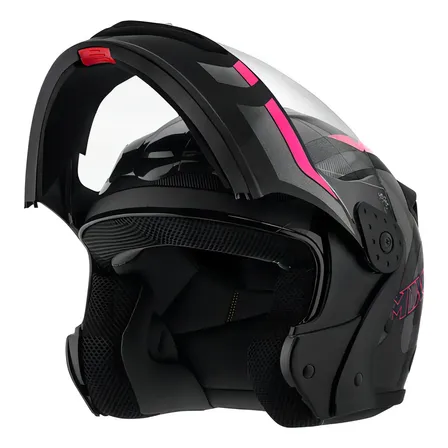 Capacete Robocop Escamoteável Fechado Mixs Gladiator Delta S Cor Cinza Rosa Brilhante Tamanho do capacete 56