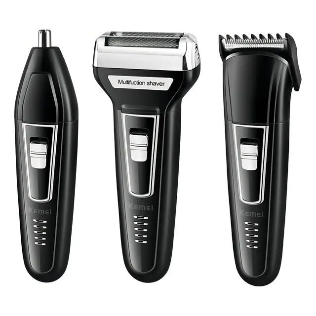 Máquina de Cortar Cabelo 3 em 1 Aparador de Pelos Nariz e Orelhas Kemei KM-6558