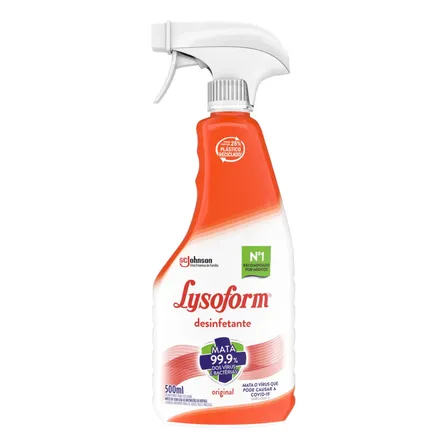 Desinfetante Lysoform Spray Limpeza Pesada E Eficiente Borrifador 500ml
