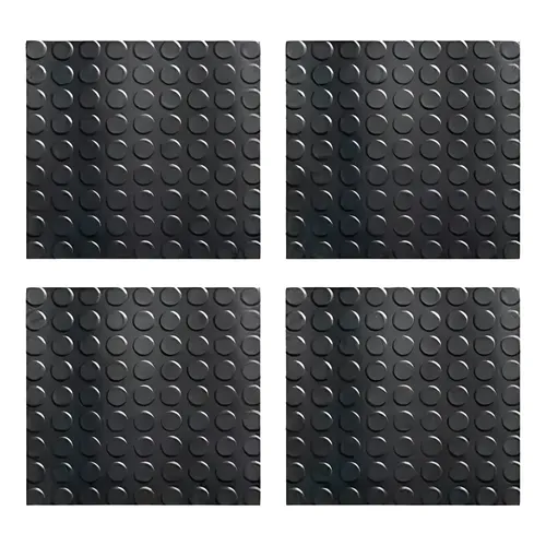 Tapete Piso Para Rampa Borracha Antiderrapante Moeda Cor Preto 4 Pcs