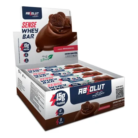 Barrinha De Proteína Absolut Nutrition Brigadeiro Sense Whey Bar 12x45g