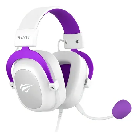 Headset Gamer Branco E Roxo Havit H2002d Branco/roxo