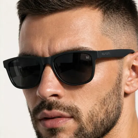 Óculos De Sol Masculino Quadrado com Proteção Premium Uv400 Preto + Case