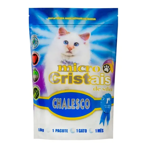 Areia Sanitária Micro Cristais De Sílica Fina Para Gatos Chalesco 1.8kg