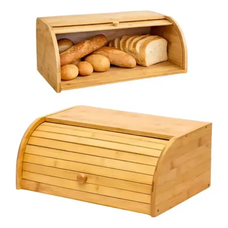 Porta Pães Tampa Retrátil De Bambu Ecokitchen Mimo Style Marrom Liso