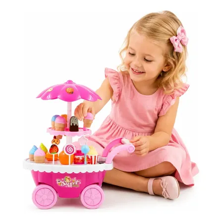 Spider Import Brinquedo Infantil Carrinho De Sorvete Luz Som Acessórios