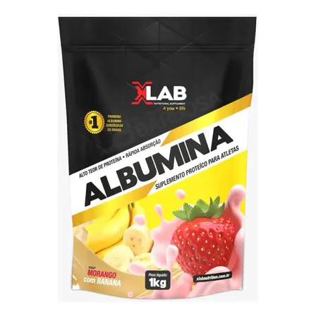 Albumina 1kg Morango com Banana XLab Suplemento Proteico em Pó