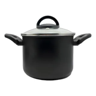 Caldeirão 16 Cm C Tampa Vidro 5 Camadas Teflon Preto