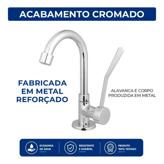 Torneira Banheiro Clínica Hospitalar Alavanca ¼ Volta 1195 Acabamento Prateado Cor Prateado Prata