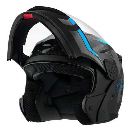 Capacete Robocop Escamoteável Fechado Mixs Gladiator Delta S Cor Cinza/azul Brilhante Tamanho Do Capacete 58 57/58