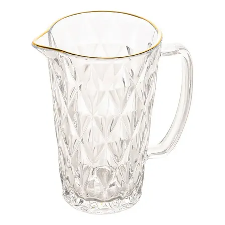 Jarra De Vidro Diamond Fio De Ouro Lyor 1l Para Bebidas 20cm Cor Transparente