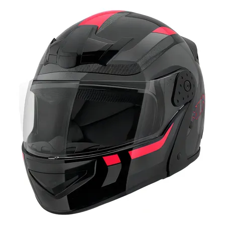 Capacete Robocop Escamoteável Fechado Mixs Gladiator Delta S Cor Cinza/vermelho Brilhante Tamanho Do Capacete 62 61/62