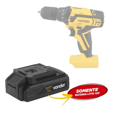 Bateria De Lítio Vonder 12v 1.3ah Para Parafusadeira Pfv012 E Pfv012i Preto 127/220v