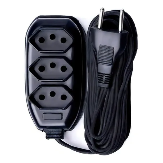 Extensão Eletro Mixer 5m Bivolt 3 Tomadas Preto