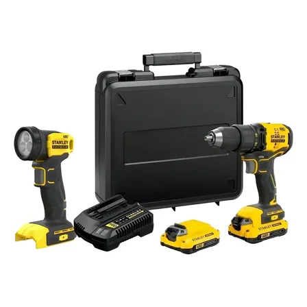 Furadeira E Parafusadeira Max Stanley, Modelo Scd700c2k, Ferramenta Acompanha Kit Com Lanterna, Bateria, Carregador E Maleta Amarelo 127/220v