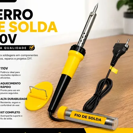 Ferro De Solda Rezzet 110v Alta Durabilidade Aquecimento Rápido Para Soldagem Eletrônica 127v