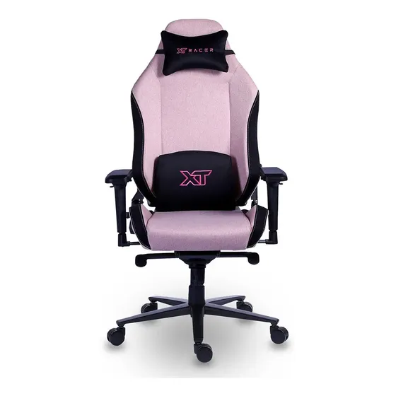 Cadeira De Escritório Gamer Xt Racer Draco Polyester Cor Preto e Rosa