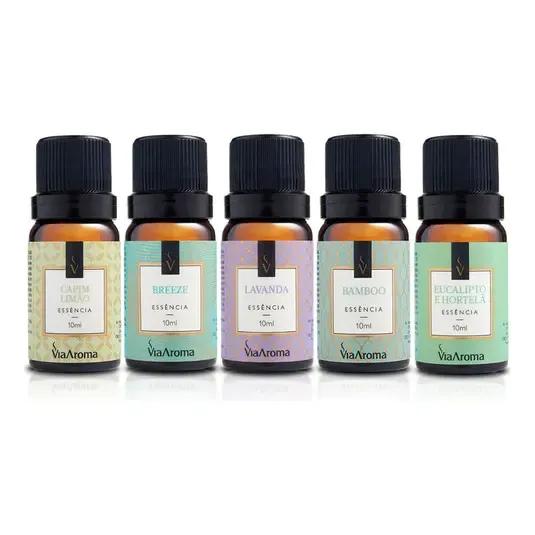 Kit 5 Essências Via Aroma 10ml Para Aromatizador E Difusor