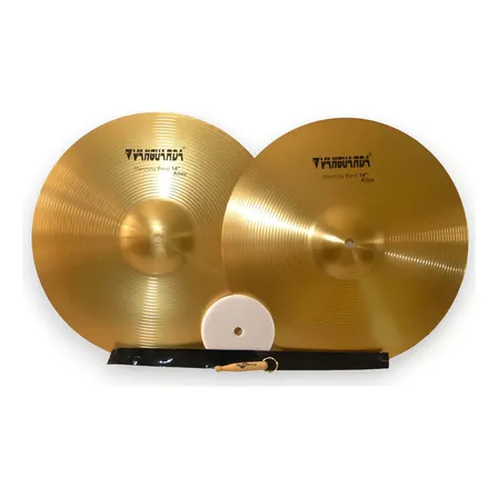 Kit Prato Pro Fire Fanfarra Marching Band Alloy 14 Percussão Dourado