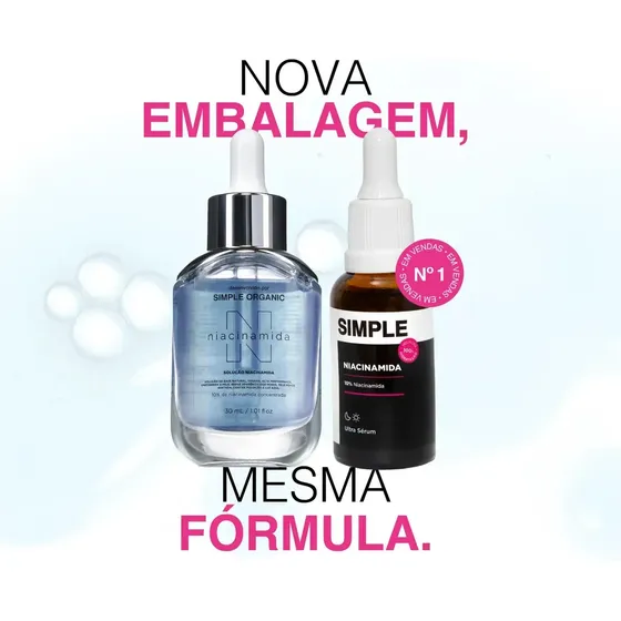 Ultra Sérum Niacinamida Facial 30ml Simple Organic - Todo Tipo De Pele - Dia/noite