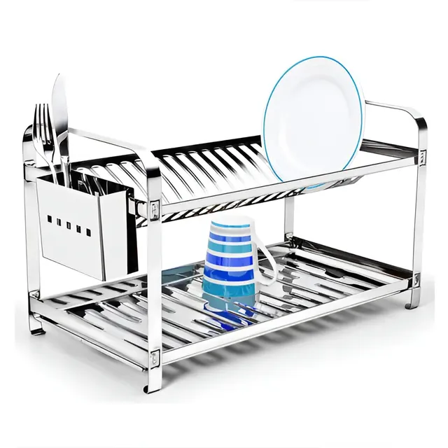 Mak-inox 0420p Escorredor 20 Pratos Com Porta Talher Em Aço Inox Cinza