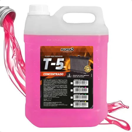 Aditivo de Radiador Rosa T5 Radnaq 5 Litros Concentrado Galão T-5 Fluido Para Arrefecimento