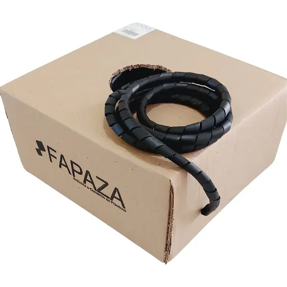 Organizador de Cabos Espiral Fapaza Preto 1/2 Pol. 50m Diâm. 1.3cm