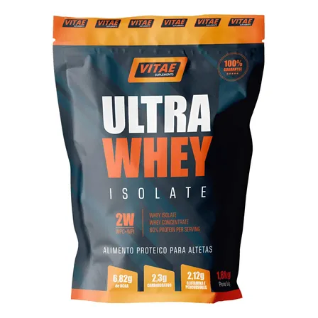 Whey Protein Isolado Esportivo Vitae Sabor Morango 1,8kg Pote