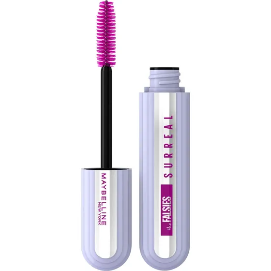 Máscara de Cílios Efeito 3D Lavável com Mix de Fibras Ultra-Longas Aplicador 6 Mil Cerdas Até 24h de Duração Volumizadora e Alongadora Cor Preta NY The Falsies Surreal Maybelline NY 10ml
