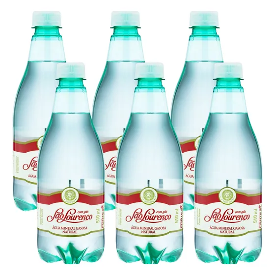 Água Mineral Natural Com Gás São Lourenço Pack 6x510ml