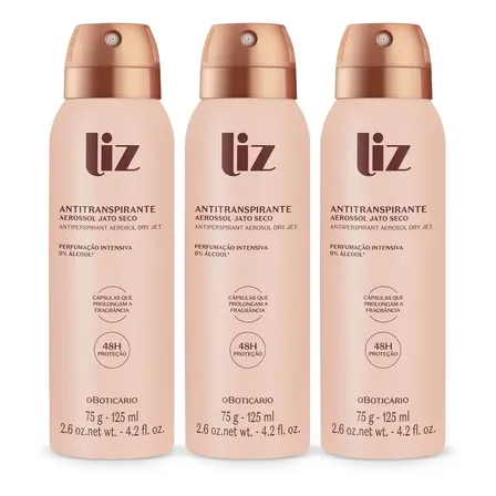 Boticário Kit Liz: Desodorante Antitranspirante Aerossol 75g Amadeirada Floral Floral/amadeirados