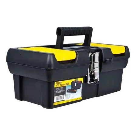 Caixa De Ferramentas Millenium 12,5 Stanley, Modelo 013013s, Caixa Fabricada Em Polipropileno Com Fechos Em Metal Niquelado E Bandeja Organizadora, Capacidade De 50kg Preto E Amarelo