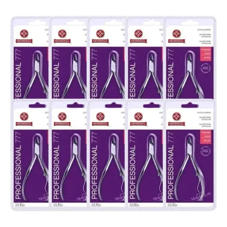 Kit 10 Alicate Cuticula Mundial Inox Profissional Ref 777