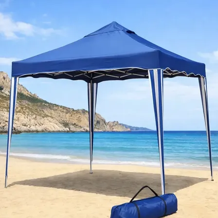 Gazebo articulado 3x3 tenda para praia aço cor azul
