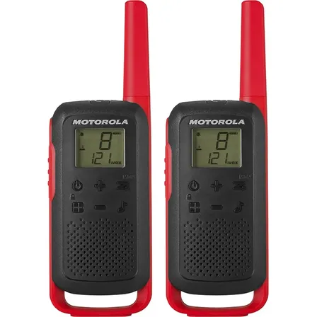 Rádio Comunicador Talkabout 32km T210br Motorola Bandas de freqüência FRS 462-467Mhz em banda UHF Cor Vermelho