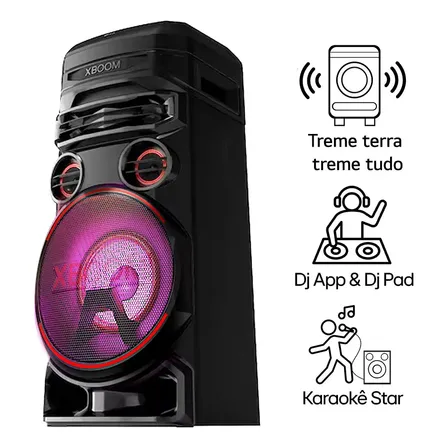 Torre De Som LG Xboom Rnc7 Bluetooth, 230w, Som Potente E Imersivo, Iluminação Led, Party Mode, Conectividade Avançada E Design Compacto Para Festas E Eventos Preto 127/220v