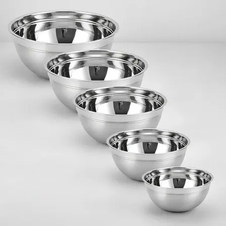 Kit Com 5 Tigelas Bowls Em Aço Inox De Excelente Qualidade