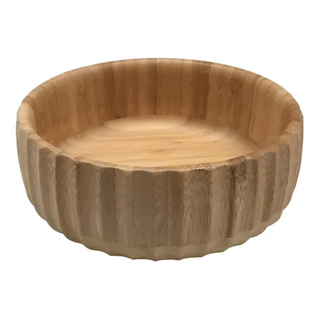 Bowl Saladeira Canelado De Bambu Oikos 19cm Redondo Multiuso Marrom-claro