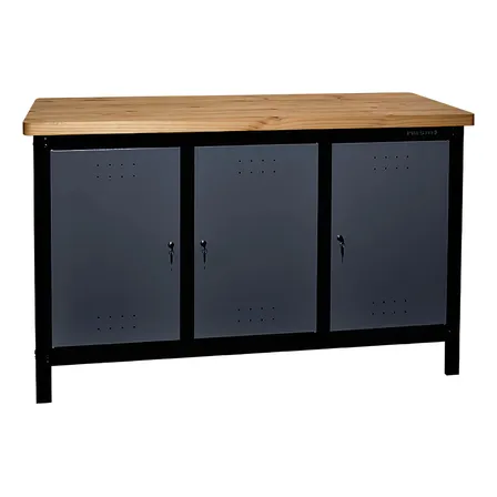 Bancada Fechada Com 3 Portas - Dark Presto 1,5m Preto E Madeira