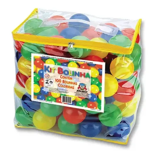 Kit 100 Bolinhas Coloridas Plástico 33cm Braskit Modelo 420C