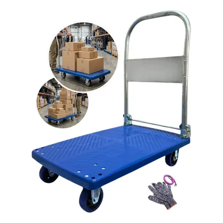 Carrinho De Carga Plataforma Dobrável Capacidade 150kg Aço Tssaper Azul