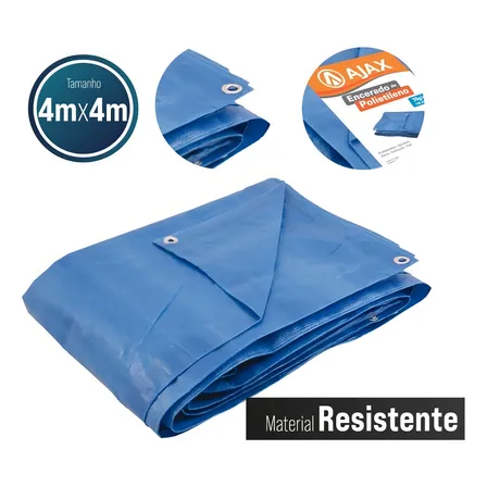 Lona Azul Reforçada 4x4 Metros 100 Micras Ajax