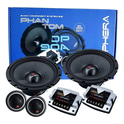 Kit 2 Vias Ophera 6'' 90w Op90 Alto-falante Tweeter Crossover Carro Preto