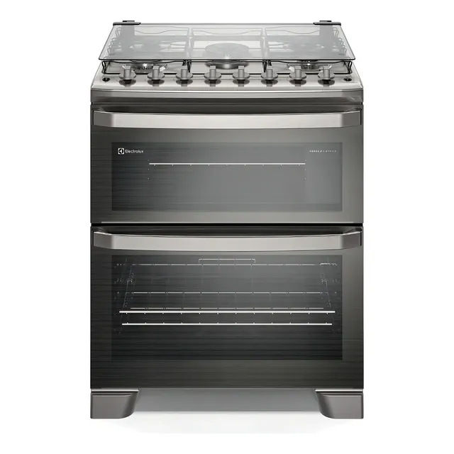Fogão 5 bocas Electrolux Cinza Experience com Duplo Forno, PerfectCook360 e Vapor Bake FE5DC