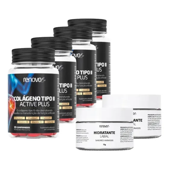 Colágeno tipo II Renova Be Ossos e Articulações em comprimidos Sem sabor 4 kits de 30 un